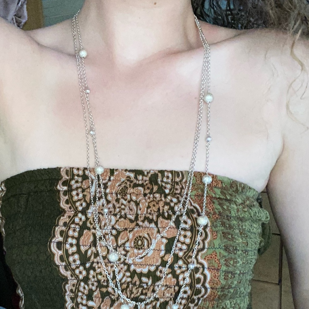 Dainty silver layered necklace